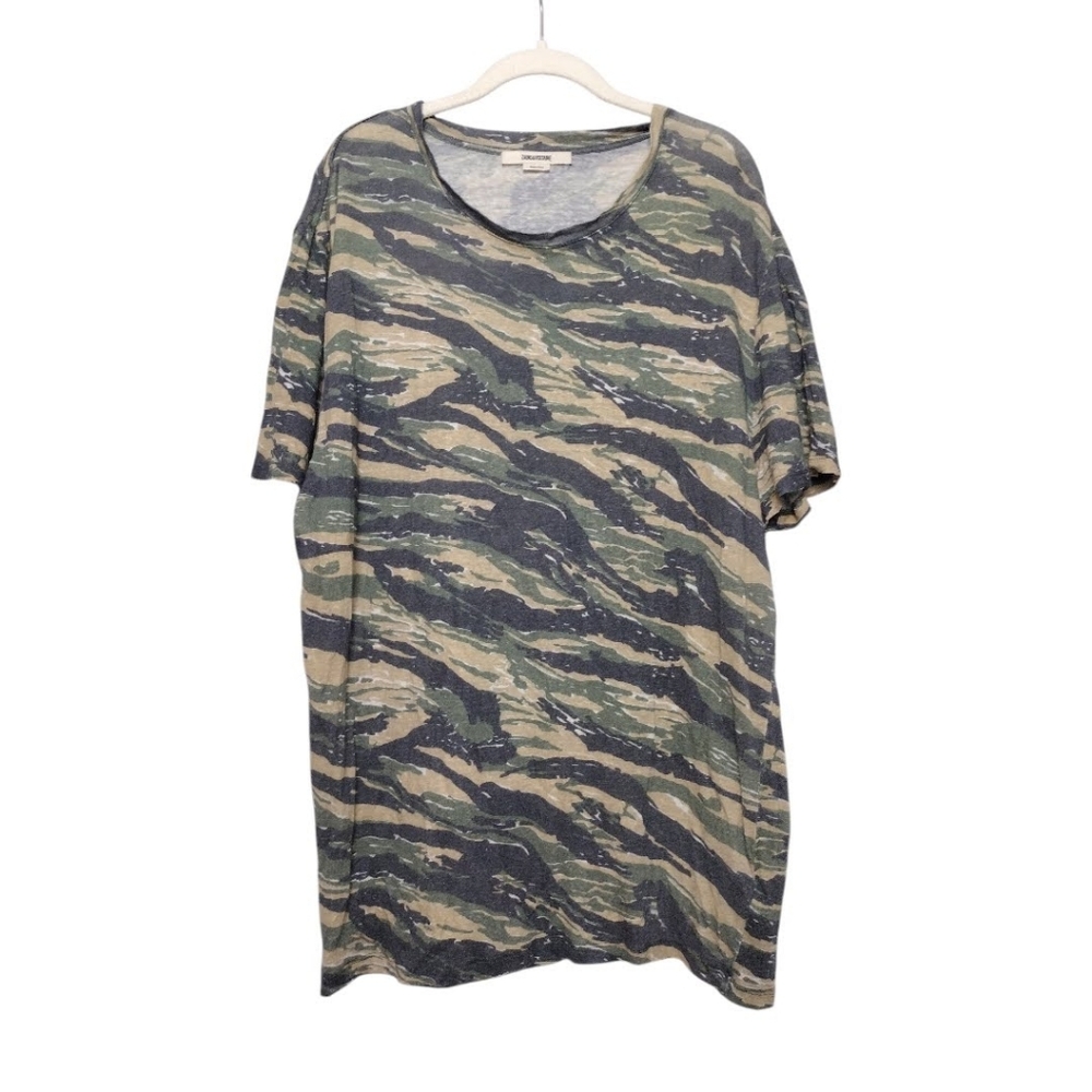 Zadig & Voltaire Mens Tommy Linen Au Camou T-Shirt Large